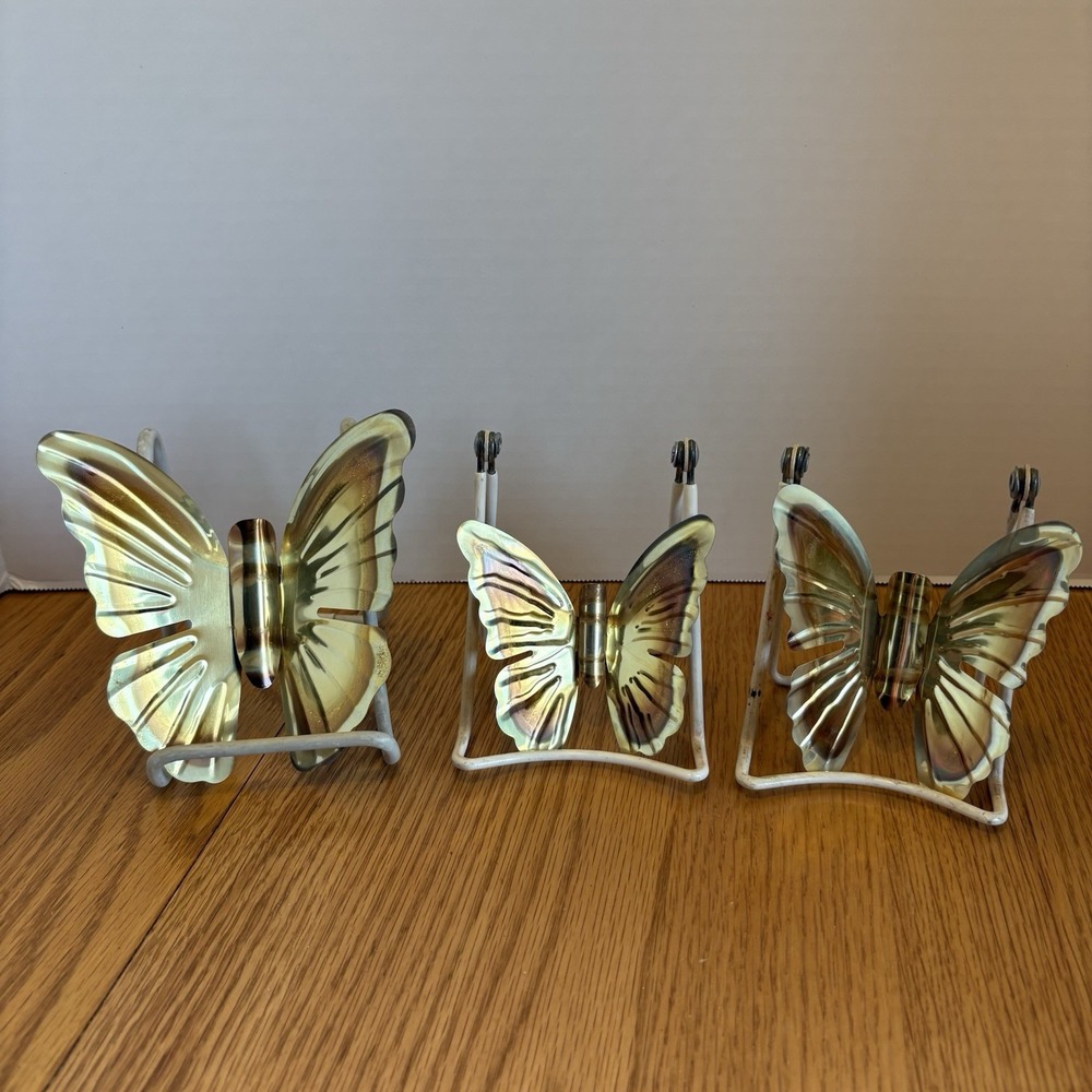 Vintage HOMCO Brass Butterfly‎ Wall Decor Set of 3 Mid Century Gold MCM Vtg